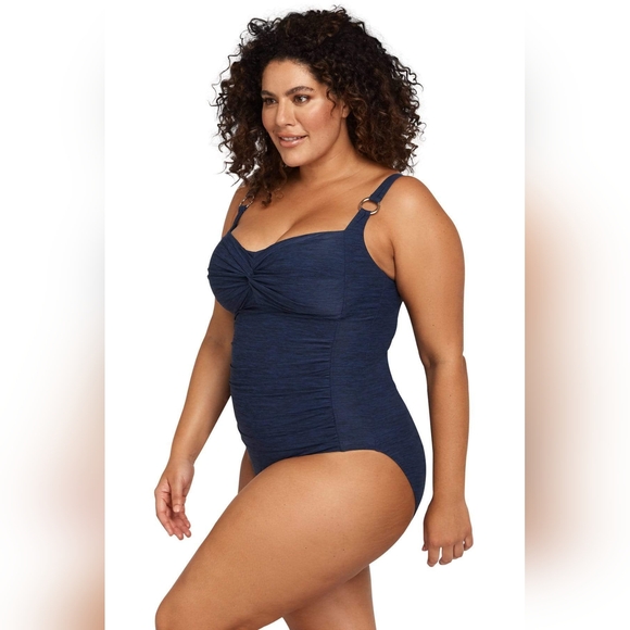 NEW NWOT ArteSands Plus Size Navy Blue Aria Bandeau Underwire One Piece Sz US 20 - Picture 4 of 10